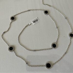LAGOS Silver Maya Necklace Black Onyx Station 34”